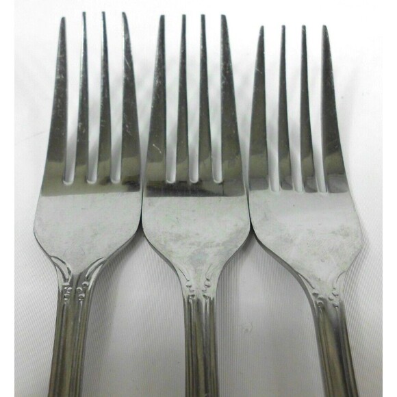 3x Royal Household RHH8 Stainless Dinner Forks Flatware Scalloped Tip Japan 18-0 - Picture 3 of 4